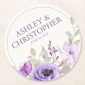 ラベスタイリッシュンダーウォーターフローラブーケ結婚ーズ ラウンドペーパーコースター (正面)