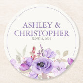 ラベスタイリッシュンダーウォーターフローラブーケ結婚ーズ ラウンドペーパーコースター (正面)