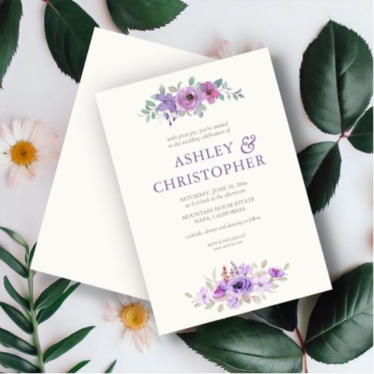 ラベスタイリッシュンダーウォーターフローラブーケ結婚ーズ 招待状