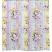 ラベストライプのンダーフローラ シャワーカーテン (正面)