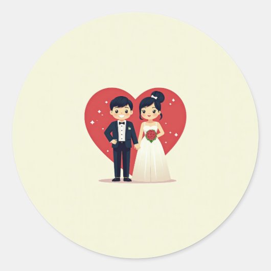 ラベハート結婚ステッカー ラウンドシール (正面)