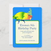 ラベバードオウム誕生日パーティーかわいい明るい鳥 招待状 (正面)