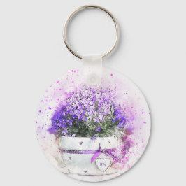 ラベパーソナライズされたンの花フェミニン キーホルダー