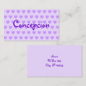 ラベパーソナライズされたンダーと紫のハートパターン 名刺 (正面/裏面)