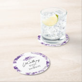 ラベパーソナライズされたンダー水結婚色エレガント ラウンドペーパーコースター (インサイチュ)