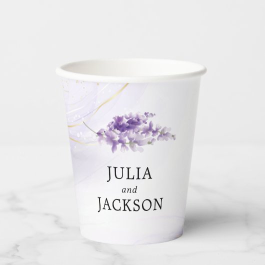 ラベパーソナライズされたンダー水結婚色 紙コップ (正面)