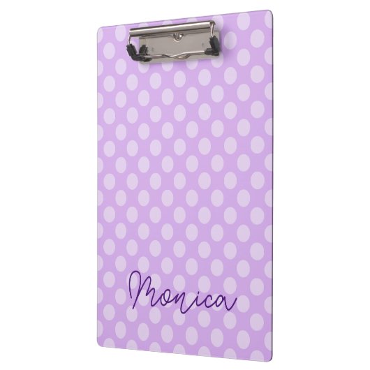 ラベパーソナライズされたン淡い色のダー水玉模様 クリップボード (左)