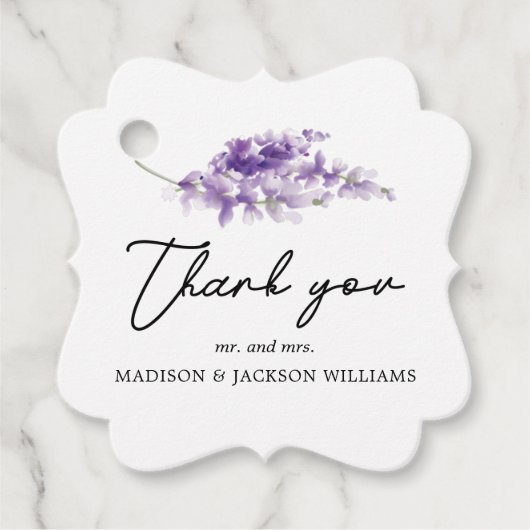 ラベパーソナライズされた結婚ンエレガントダー フェイバータグ (正面)