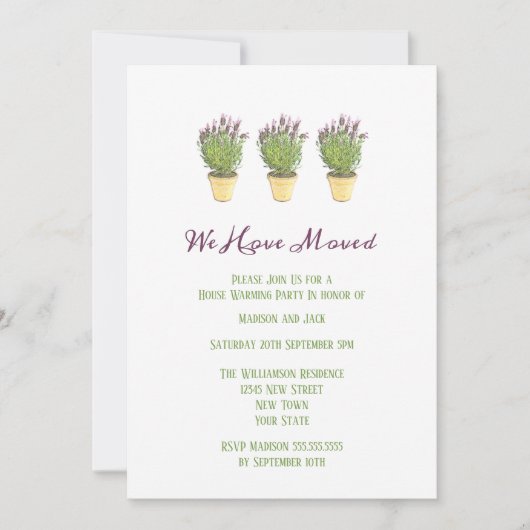 ラベフランスのンダー |引っ越し祝いパーティーパーティー 招待状 (正面)