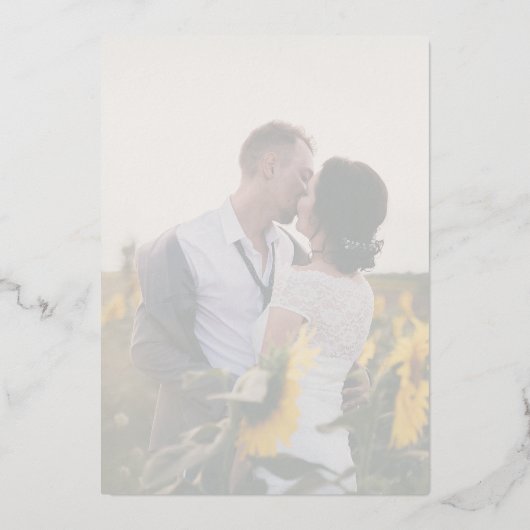 ラベモダンンオンブレ結婚ート感謝していオーバーレイ 箔招待状 (裏面)