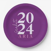 ラベモダンンスタイリッシュダーパープル卒業パーティー ペーパープレート (正面)