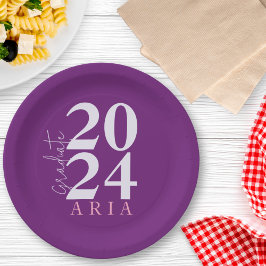 ラベモダンンスタイリッシュダーパープル卒業パーティー ペーパープレート