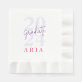 ラベモダンンスタイリッシュダーパープル卒業パーティー 縁ありランチョンナプキン (正面)