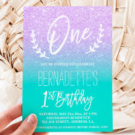 ラベモダンンダーグリッタータイポグラフィ第1誕生日 招待状