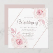 ラベモダンンダー赤面バラ幾何結婚の 招待状 (正面/裏面)