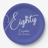 ラベモダンンダー80th誕生日パーティーのシンプルなスクリプト ペーパープレート (正面)