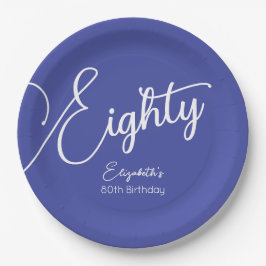 ラベモダンンダー80th誕生日パーティーのシンプルなスクリプト ペーパープレート