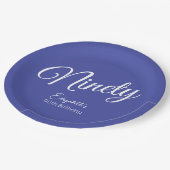 ラベモダンンダー90th誕生日パーティーのシンプルなスクリプト ペーパープレート (アングル)