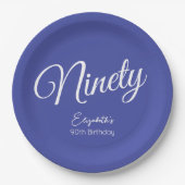 ラベモダンンダー90th誕生日パーティーのシンプルなスクリプト ペーパープレート (正面)