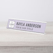 ラベモダンンパープルパーソナライズされたビジネスロゴ デスクネームプレート (正面)