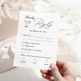 ラベモダンンパープルワイルドフラワー結婚ズ 出欠カード