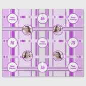 ラベモダンンピンクのストライプカスタム写真 ラッピングペーパー (フラット)