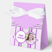 ラベモダンンピンク柄ストライプ誕生日 フェイバーボックス (正面)