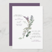 ラベモダンンワイルドフラワーアンドグリーン結婚ズ 招待状 (正面/裏面)