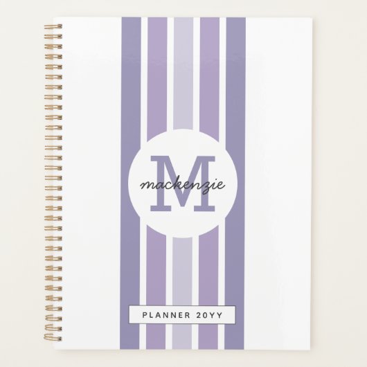 ラベモノグラムのンダーのシストライプェードパーソナライズされた プランナー手帳 (正面)