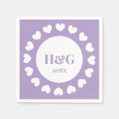 ラベモノグラムのン結婚ダーのハート付きナプキン スタンダードカクテルナプキン (正面)