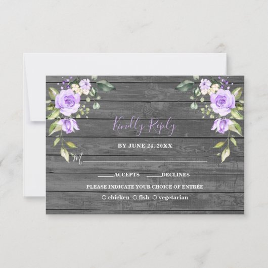 ラベユニークンフラワーズバーンドウ結婚ィーズ 出欠カード (正面)