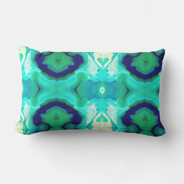 ラベラターコイズとブルー3屋外アクセントピロー アウトドアクッション (正面)