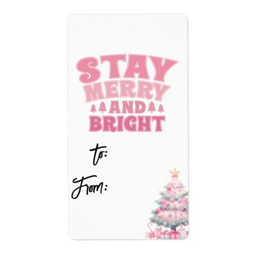 ラベルからピンクかわいいクリスマスプレゼントのギフトラベル ラベル (正面)