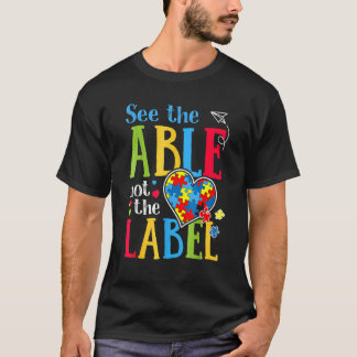 ラベルではなく能力を見て 自閉症 パズル 愛 聴く Tシャツ