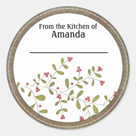 ラベルで作ったステッカーのキッチンから ラウンドシール (正面)