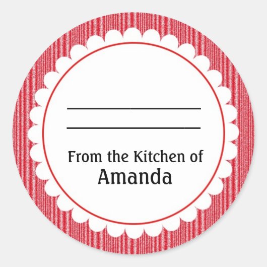 ラベルで作ったステッカーのキッチンから ラウンドシール (正面)