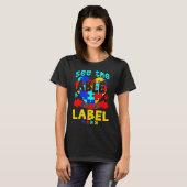 ラベルなしのパズル自閉症意識を見る Tシャツ (正面フル)