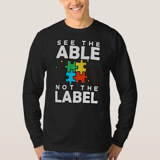ラベルなしのパズル自閉症意識を見る Tシャツ (正面)
