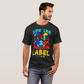 ラベルなしのパズル自閉症意識を見る Tシャツ (正面フル)