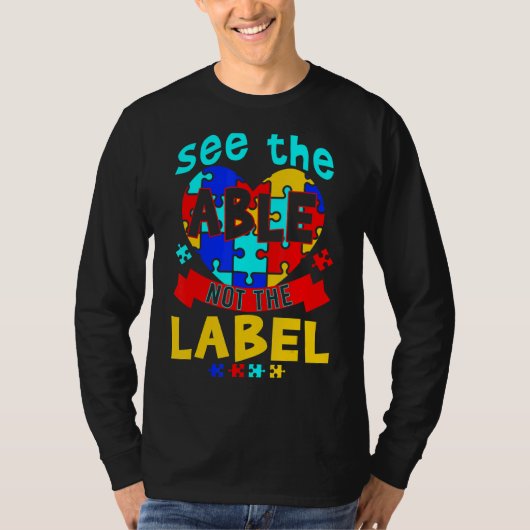 ラベルなしのパズル自閉症意識を見る Tシャツ (正面)