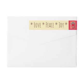 ラベルのまわりのクリスマスの鳥の家の覆い ラップアラウンドラベル