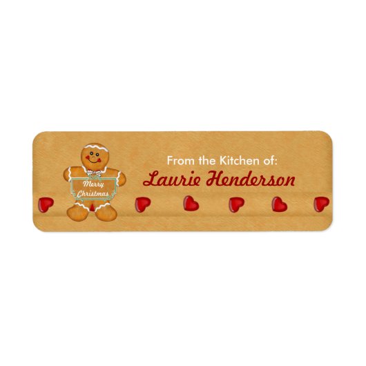 ラベルのキッチンからクリスマスのジンジャーブレッド ラベル (正面)