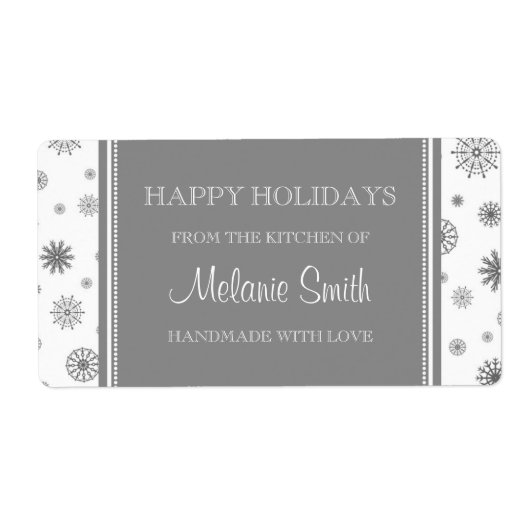 ラベルのキッチンからクリスマス灰色の雪 ラベル (正面)