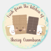 ラベルのキッチンから可愛いスモールのマシュマロ ラウンドシール (正面)