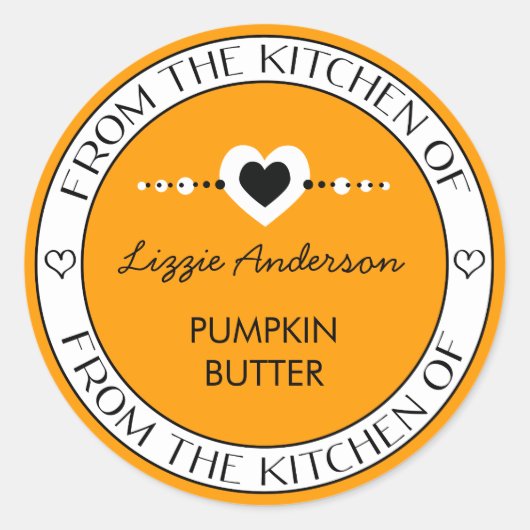 . .ラベルのキッチンから愛で作る |オレンジ ラウンドシール (正面)