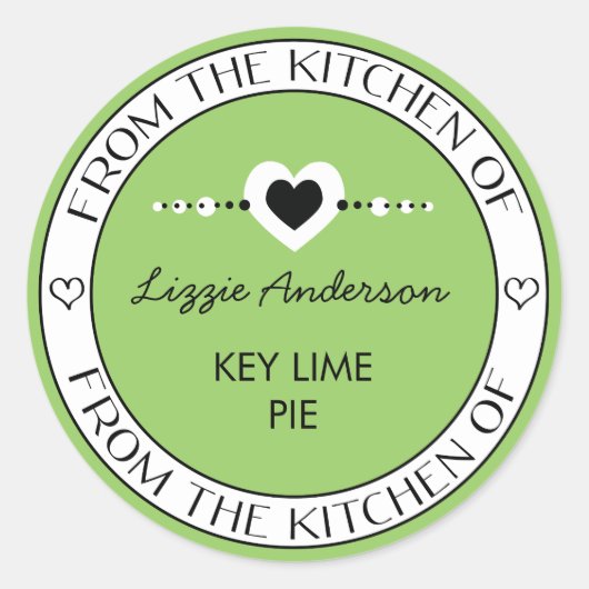 . .ラベルのキッチンから愛で作る |緑 ラウンドシール (正面)