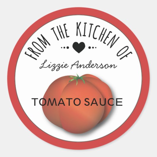 ラベルのキッモダンチンからトマトレッド ラウンドシール (正面)