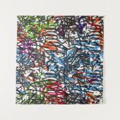 ラベルのシームレスなパターングラフィティbackground.art,pat タペストリー (正面(横))