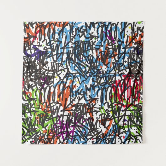 ラベルのシームレスなパターングラフィティbackground.art,pat タペストリー (正面)