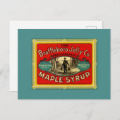 ラベルのヴァーモントのメープルシロップを広告するヴィンテージ シーズンポストカード (正面/裏面)